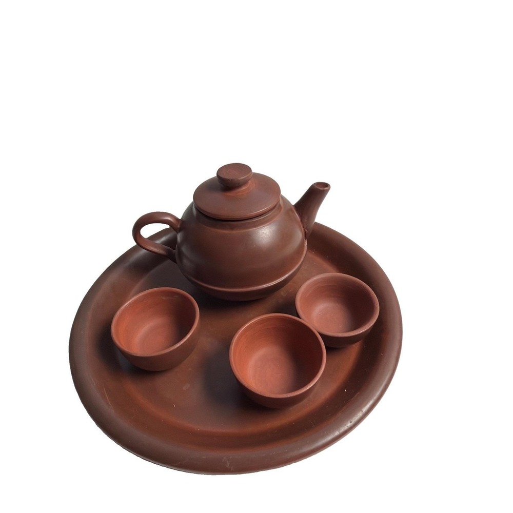 Miniature Clay Teapot small set Of 6 marked
